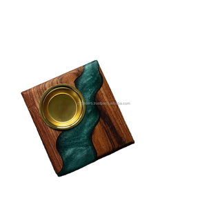 Quemador Bukhoor de madera de acacia de resina epoxi artística moderna, soporte de Oud Premium vertido a mano para uso en la decoración de mezquitas y festivales del hogar - Product Image 6