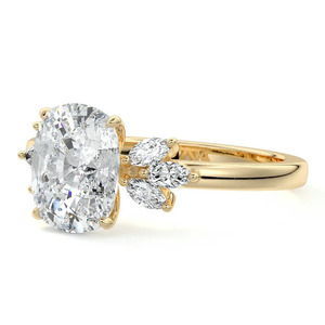 Classic IGI Certified <b>Cushion</b> Cut Lab Grown Diamond Marquise Side Stone <b>Wedding</b> Engagement <b>Ring</b> 10K/14K/18K Gold 925 935 Silver - Product Image 3