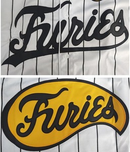 Maillot de baseball Furies pour homme, manches courtes, rayé blanc et noir, col en V, respirant, en polyester, avec logo sur le devant - Product Image 6