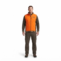 Gilet de chasse sans manches OEM personnalisé orange vif pour homme, réversible, softshell, extensible 4 directions, fermeture magnétique, harnais pour treestand, DWR