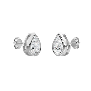Roy Diamond RE 039 Women's <b>Sterling</b> <b>Silver</b> Lab Grown Pear Diamond Simulated Options Bezel Studs/<b>Dangle</b> <b>Earrings</b> 18K Gold Plating - Product Image 3
