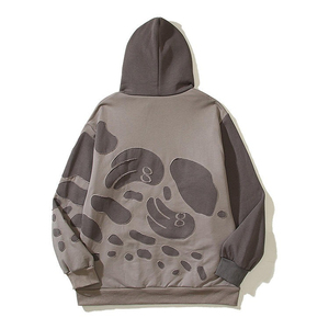 Sweat à capuche zippé pour homme en mélange de coton 100% délavé à l'acide, effet vieilli, broderie, tissu polaire, coupe ample, hiver, service OEM - Product Image 4