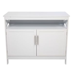 FCH White Double Door <b>Side</b> Cabinet for Living Room with Partition - Product Image 5