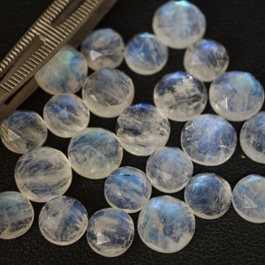 พลอยมูนสโตนทรงกลมเจียระไนแบบบริลเลียนท์ สีฟ้าเหลือบรุ้ง สำหรับทำเครื่องประดับ - Product Image 2