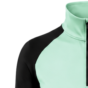Women Quarter Zip Athletic <b>Top</b> <b>Mint</b> <b>Green</b> Long Sleeve Fitted Sports Training Shirt High Collar Thumbhole Performance Activewear - Product Image 6