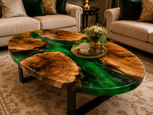 Live Edge <b>Walnut</b> Epoxy River Dining <b>Table</b> Green Resin Modern Rustic Wood Slab Furniture Modern Home & Office Desk - Product Image 2