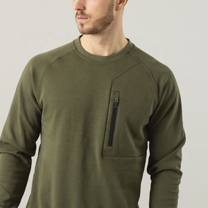 Men Plain Solid Raglan Sleeve with <b>Chest</b> Zipper Custom Design Sweatshirts Pullover Workout Hoodie - Product Image 5