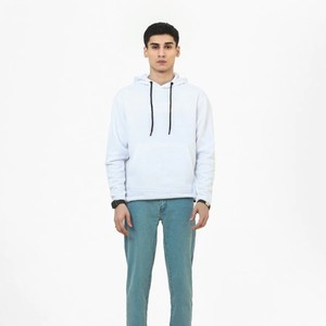 Sudadera con Capucha Unisex Blanca, 100% Algodón, Corte Regular, Color Sólido Informal, con Bolsillo, Tejido de Punto, Ropa de Invierno, Antiarrugas, Ecológica - Product Image 1
