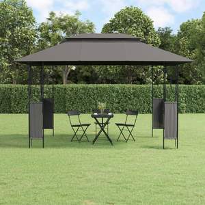 Grand gazebo en acier gris foncé, pergola résistante à l'eau, pavillon pour la vie en plein air - Product Image 1
