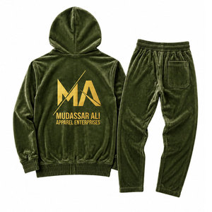 Ensemble de survêtement léger vert vintage pour homme Mudassar for Apparel Enterprises, 100 % polyester, 340 g/m², fermeture éclair intégrale - Product Image 2