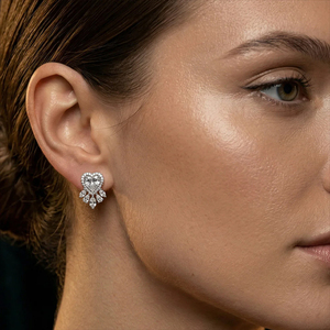 Heart Cut Diamond Stud <b>Earrings</b> Women's Luxury Wedding Jewelry Claw Setting <b>Fine</b> <b>Earrings</b> - Product Image 1