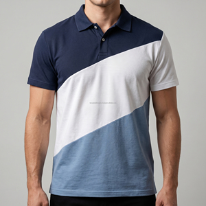 Polo Personalizado para Hombre con Bloques de Color, Panel Diagonal, Algodón Piqué Transpirable, Corte Ajustado, Manga Corta, Camiseta Casual de Golf para Verano - Product Image 6