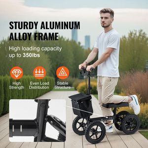 Monopattino Pieghevole in Alluminio con Manubrio Regolabile in Altezza e Ginocchiera, Ruote da 12 Pollici per Tutti i Terreni, Ideale per Utenti con Disabilità - Product Image 2