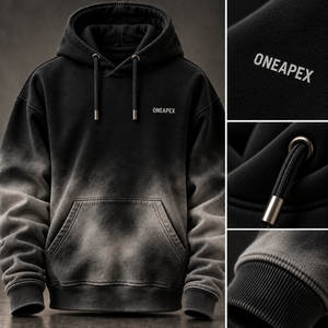 Sudadera con Capucha Negra Ombre Personalizada para Hombre, Sudadera con Estampado en Relieve y Logotipo en el Pecho, Sudadera con Capucha Estilo Urbano - Product Image 6