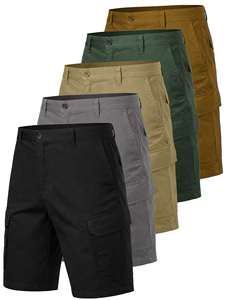 Shorts cargo pour homme, 100% coton, uni, décontracté, écologique, extensible, respirant - Product Image 6