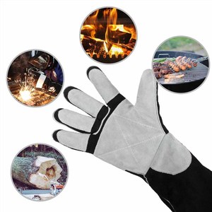 Gants de soudage en cuir de vachette pleine fleur renforcés, ignifuges, résistants, pour la lutte contre les incendies, la construction et le barbecue - Product Image 5