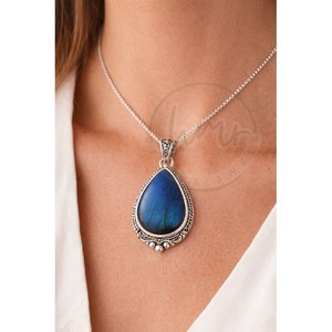 Nouveau Style à la mode naturel Labradorite larme pendentif 925 en argent Sterling à la main collier de pierres précieuses Cabochon bijoux pour femmes - Product Image 2