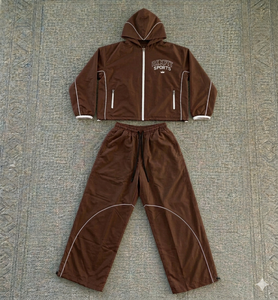 Rexfit Sports OEM Streetwear Mens Reflective Full Zip Windbreaker Set Summer Set Tracksuit Set Wholesale - Product Image 4