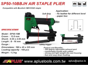 APLUS SP50-10BBJH คีมยิงตะปูลมอลูมิเนียม ขนาด 16 มม. 13 มม. รุ่น SB103020 ได้รับการรับรองมาตรฐาน CE ความจุตะปู 100 ตัว - Product Image 2