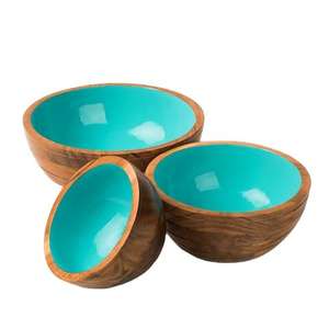 Fournitures de Ramadan de qualité supérieure, bol en bois de manguier imprimé en émail pour le service à domicile - Product Image 5