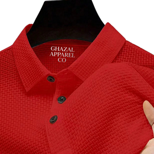 Polo de Punto Texturizado para Hombre, Manga Corta, Transpirable, Informal, para Golf, Ligero, Suave, Elástico, Corte Regular, Top de Verano a la Moda - Product Image 4