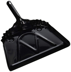 Recogedor de Polvo de Metal Negro Resistente, con Mango de Acero Inoxidable, Borde Ancho, para Uso Industrial y Doméstico - Product Image 1