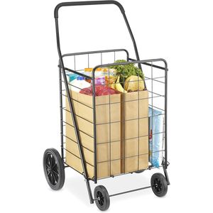Carrello della spesa pieghevole extra large con ruote, capacità 45 kg, telaio in acciaio, maniglia in schiuma, carrello multiuso per la spesa - Product Image 3