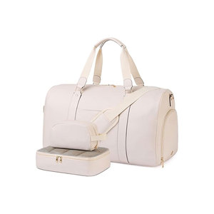 กระเป๋าหนัง PU แบบ unisex พร้อมซิปปิดและสายสะพายปรับได้ กระเป๋าเดินทางขนาดใหญ่สำหรับวันหยุดสุดสัปดาห์ สีดำ - Product Image 3