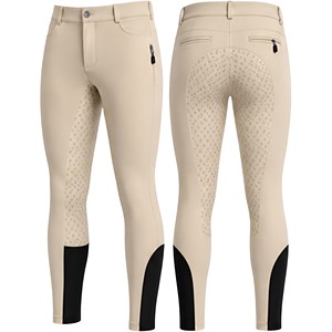 Pantalon d'équitation professionnel à grip intégral, taille haute, fermeture éclair, en coton, coupe ajustée, poches latérales, protection dorsale pour - Product Image 3