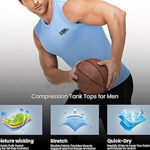 Classic Sleeveless Compression Shirt For <b>Men</b> Quick Dry <b>Stretch</b> Fabric Fitness Training And Gym Wear - Product Image 4