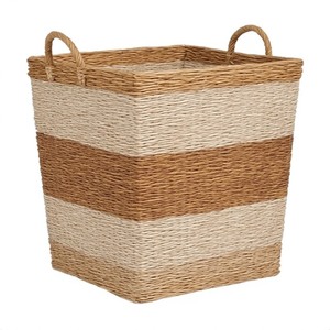 Premium Eco-Friendly Natural Seagrass Storage <b>Basket</b> with Handles Durable for Kitchen <b>Bathroom</b> Use Promoting Sustainable Living - Product Image 1