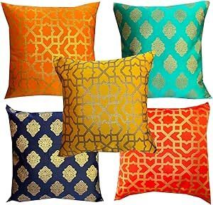 Indian Handmade Silk Fabric Cushion <b>Cover</b> with Zipper Closure Hotel Outdoor Home Decor <b>Sofa</b> Cushion <b>Cover</b> Diwali Festival Decor - Product Image 2