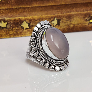 Natural Rose <b>Quartz</b> <b>Ring</b> Handmade Gemstone Jewelry Healing Crystal Statement <b>Ring</b> Unique Gift - Product Image 1