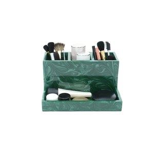 Organizador de Maquillaje de Resina Epoxi Verde Estilo Bohemio con Cajón, Elegante Soporte de Resina para Cosméticos - Product Image 5