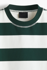 Custom Oversized Green <b>White</b> Striped T Shirt 100% Cotton Heavyweight Drop Shoulder Streetwear Unisex Casual <b>Tee</b> OEM ODM - Product Image 5
