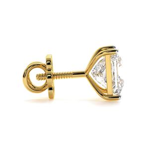 Boucles d'oreilles clous en or jaune massif 14 carats, diamant de laboratoire taille princesse certifié IGI D VVS1, 1,4 carats, plaqué rhodium, luxe Surat - Product Image 3