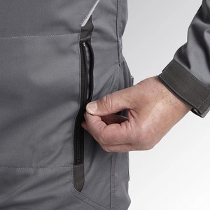 <b>Men's</b> Gray <b>Work</b> Coverall With Black Accents Abrasion Resistant Polyester Long Sleeve Safety Uniform - Product Image 5