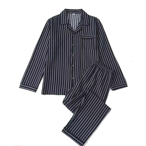 Two-Piece <b>Men's</b> Comfortable New <b>Pajama</b> <b>Set</b> Plaid Long Sleeve Button Shirt-Plaid Pants-Comfort Casual Sleepwear - Product Image 3
