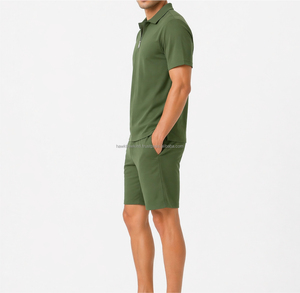 Ensemble polo et short vert uni pour homme, décontracté, été, tissu doux, coupe confortable pour homme - Product Image 3