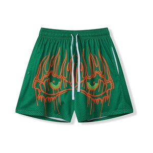 Pantalones Cortos Deportivos de Malla con Estampado de Llamas Personalizados para Hombre, Transpirables, para Entrenamiento, Ropa de Verano, Proveedor Mayorista OEM ODM - Product Image 3