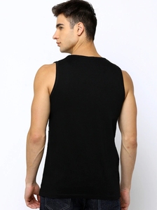 Camiseta sin Mangas para Hombre, Gris y Negra, con Estampado de Letras, Cuello Redondo, Estilo Casual, Transpirable, de Algodón - Product Image 4