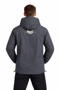 Men Hooded <b>Windbreaker</b> Jacket Waterproof Jacket – <b>Black</b> with Neon Zipper Detail for Wholesale Men's Jackets - Product Image 2