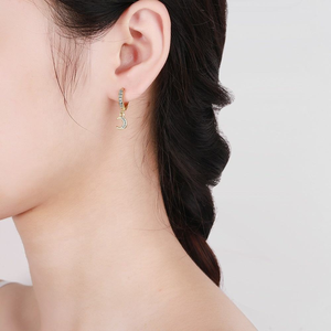 Pendientes de Aro Colgantes de Plata 925 con Moissanita y Diamantes en Forma de Estrella y Luna, Joyería Elegante Brillante, Regalo para Mujer, Uso Diario - Product Image 5