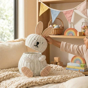 Handwoven Wicker Bunny <b>Basket</b> for Kids <b>Easter</b> Toy Storage Nursery Decor Cute Rabbit Organizer Baby Room Hamper and <b>Gift</b> - Product Image 2
