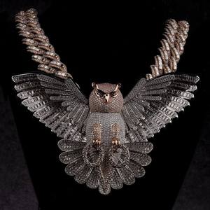 Nouveau style de bijoux de luxe hip-hop, collier chaîne cubaine personnalisé bicolore en argent S925 avec moissanite et pendentif aigle - Product Image 4