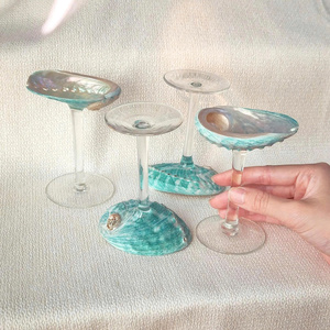 Copa de Vino de Concha de Abulón Hecha a Mano, Copa de Cóctel de Concha Marina Natural, Copa de Champán Ecológica para Decoración de Bodas y Fiestas - Product Image 1