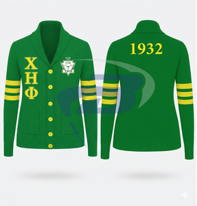 เสื้อคาร์ดิแกนไหมพรมปักลายสีเขียวและเหลืองของชมรมหญิงสาวชื่อชีเอต้าฟี พร้อมแถบสีเหลือง เสื้อสเวตเตอร์ CEP Apparel สำหรับผู้หญิง - Product Image 3