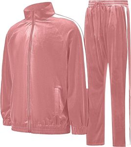 ชุดวอร์มกำมะหยี่แบบสลิมฟิตสำหรับผู้ชาย ปี 2026 พร้อมโลโก้แบบกำหนดเอง ชุดเซ็ตเสื้อแจ็คเก็ตและกางเกงขายาวทรงปกติ  ชุดวอร์มฤดูหนาวพร้อมไซส์ที่กำหนดเองได้ - Product Image 2