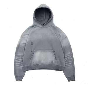 Sudadera con capucha personalizada para hombre, estilo vintage, desgastada, con efecto lavado ácido, salpicaduras de pintura y descolorida por el sol, de forro polar para invierno, estilo streetwear. - Product Image 2