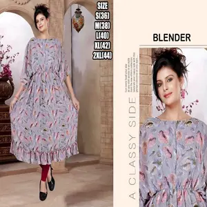 Colección étnica Kurtis para mujer, ropa regular, tela de alta calidad, estilo redondo, Kurti largo, compra en línea, precio al por mayor, India